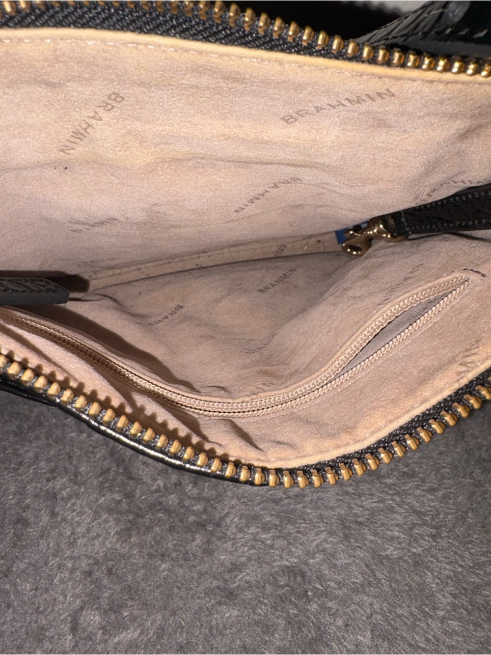 Brahmin Black Croc-Embossed Leather Crossbody with Gold Hardware - Picture 5 of 5